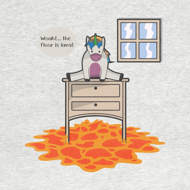 Floor Is Lava T Shirt Funny Unicorn Never Grow Up Shirt by TellingTales